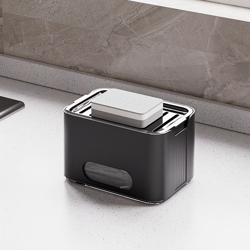 2-in-1 Kitchen Soap Dispenser - Manual Press Dish & Hand Soap Container, 15x11x9cm