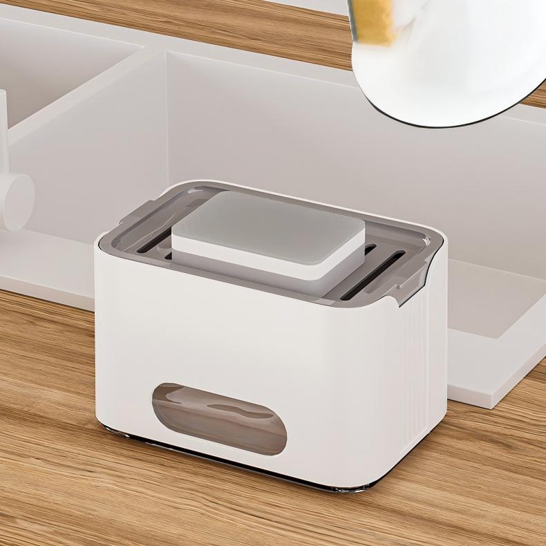2-in-1 Kitchen Soap Dispenser - Manual Press Dish & Hand Soap Container, 15x11x9cm