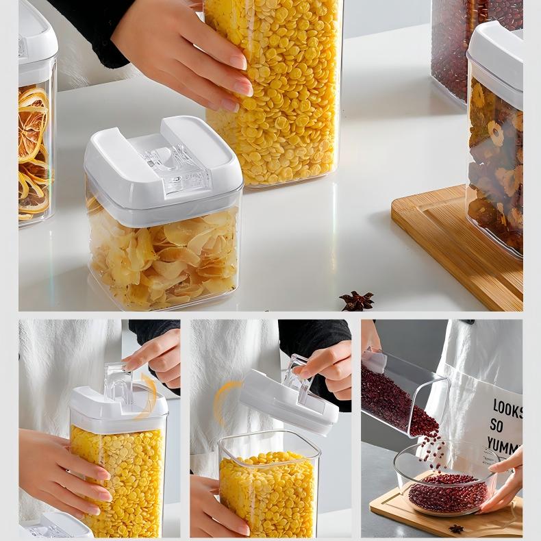 Sealed Cereal & Snack Storage Container - Dust-Proof Plastic Food Jar with Easy-Open Lid