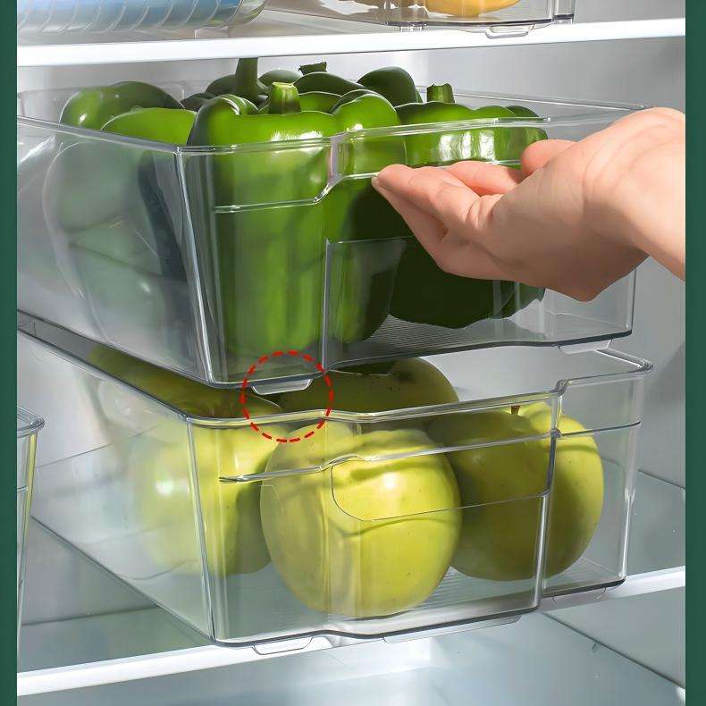Large Food-Grade Fridge Storage Box - Transparent Drawer Container for Produce