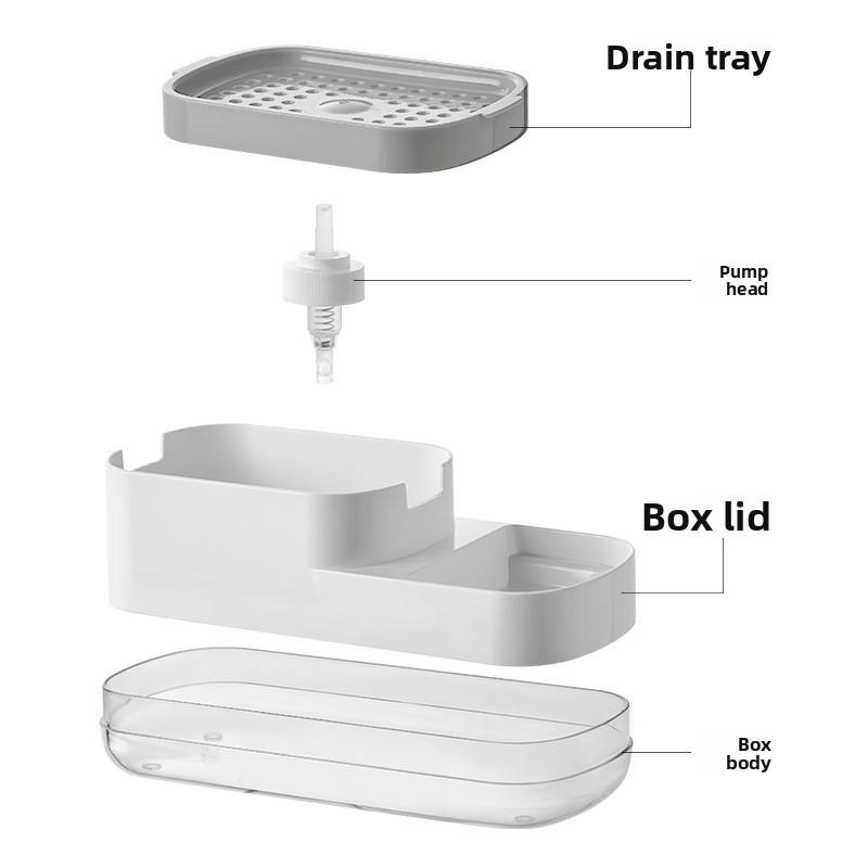 2-in-1 Kitchen Soap Dispenser with Sponge Rack - Press Dish Soap Pump & Sink Organizer