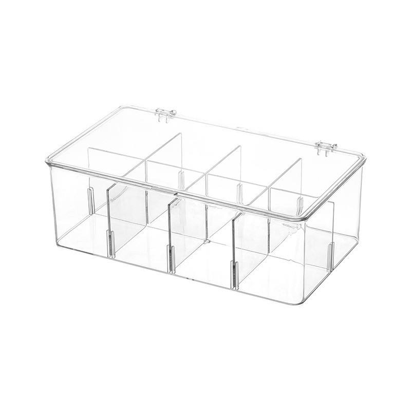 Flip-Top PET Compartment Storage Box - Upright Dust-Proof Vanity & Makeup Organizer