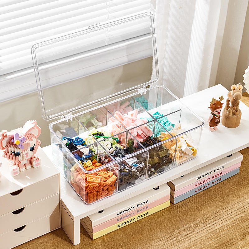 Flip-Top PET Compartment Storage Box - Upright Dust-Proof Vanity & Makeup Organizer