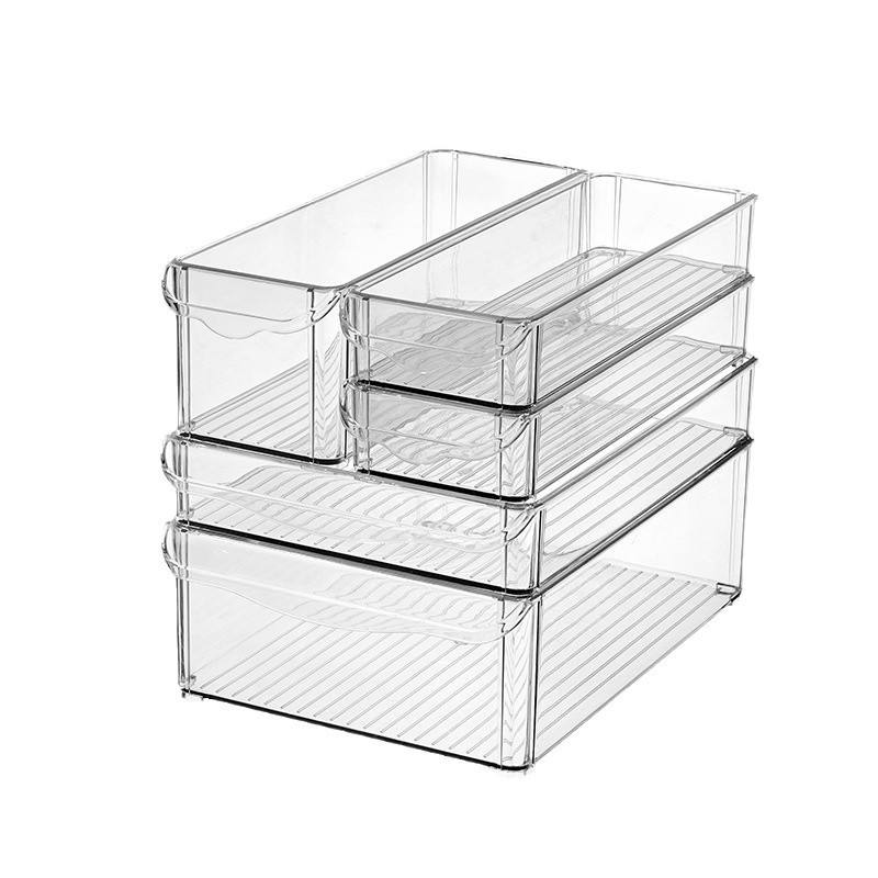 Stackable PET Fridge Storage Box - Multi-Compartment Portable Produce Container