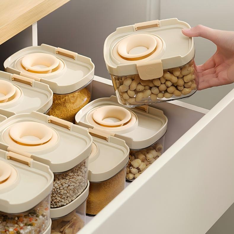 Food-Grade Sealed Storage Jar with Lid - Stackable Clear Grain & Snack Container