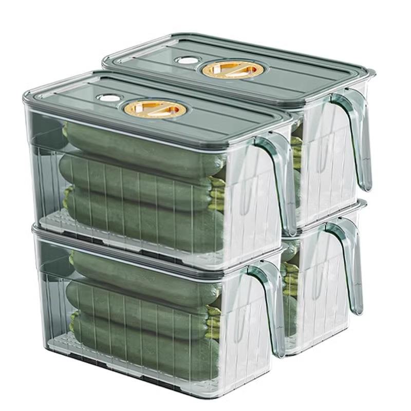 Food-Grade Lidded Fridge Storage Box - Divided Plastic Container for Fruit & Vegetables