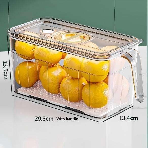 Food-Grade Lidded Fridge Storage Box - Divided Plastic Container for Fruit & Vegetables