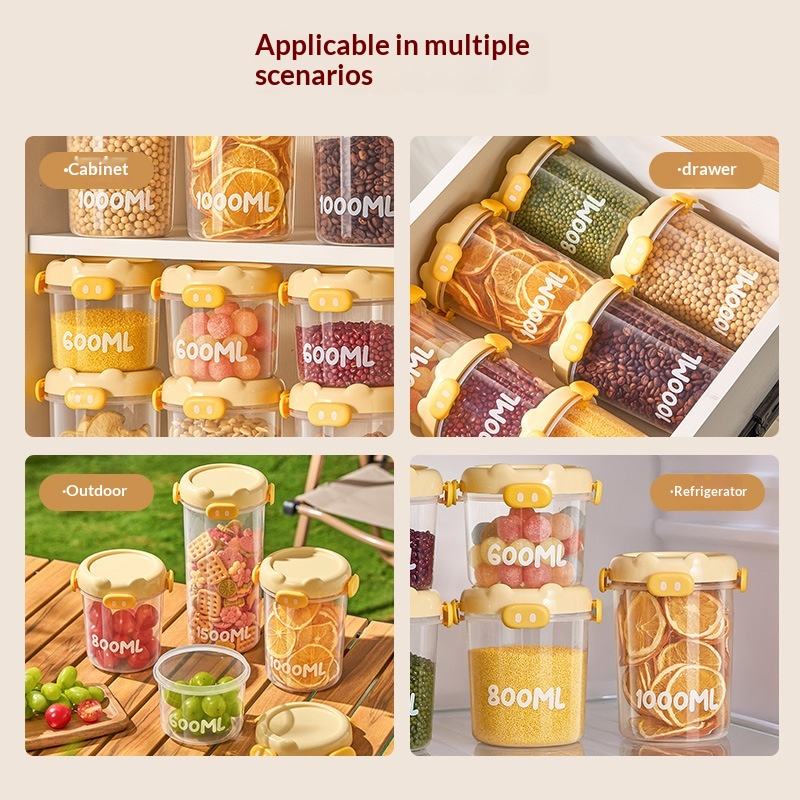 Sealed Moisture-Proof Food Jar - Portable Plastic Container for Picnics & Snacks