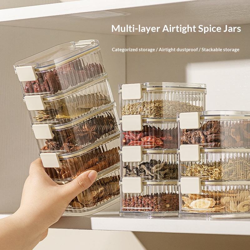 Square Sealed Storage Jar - Food-Grade Plastic Container for Grains, Spices & Nuts