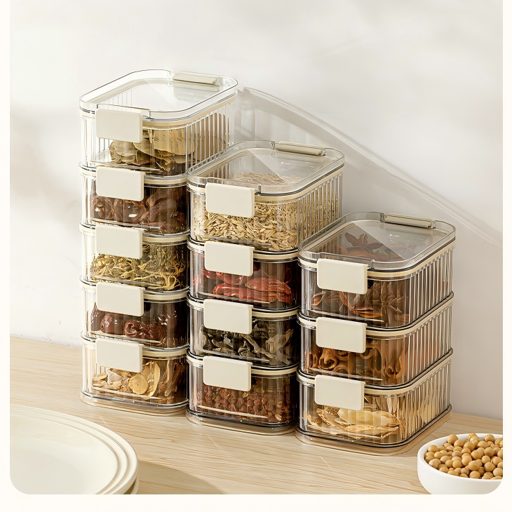 Square Sealed Storage Jar - Food-Grade Plastic Container for Grains, Spices & Nuts