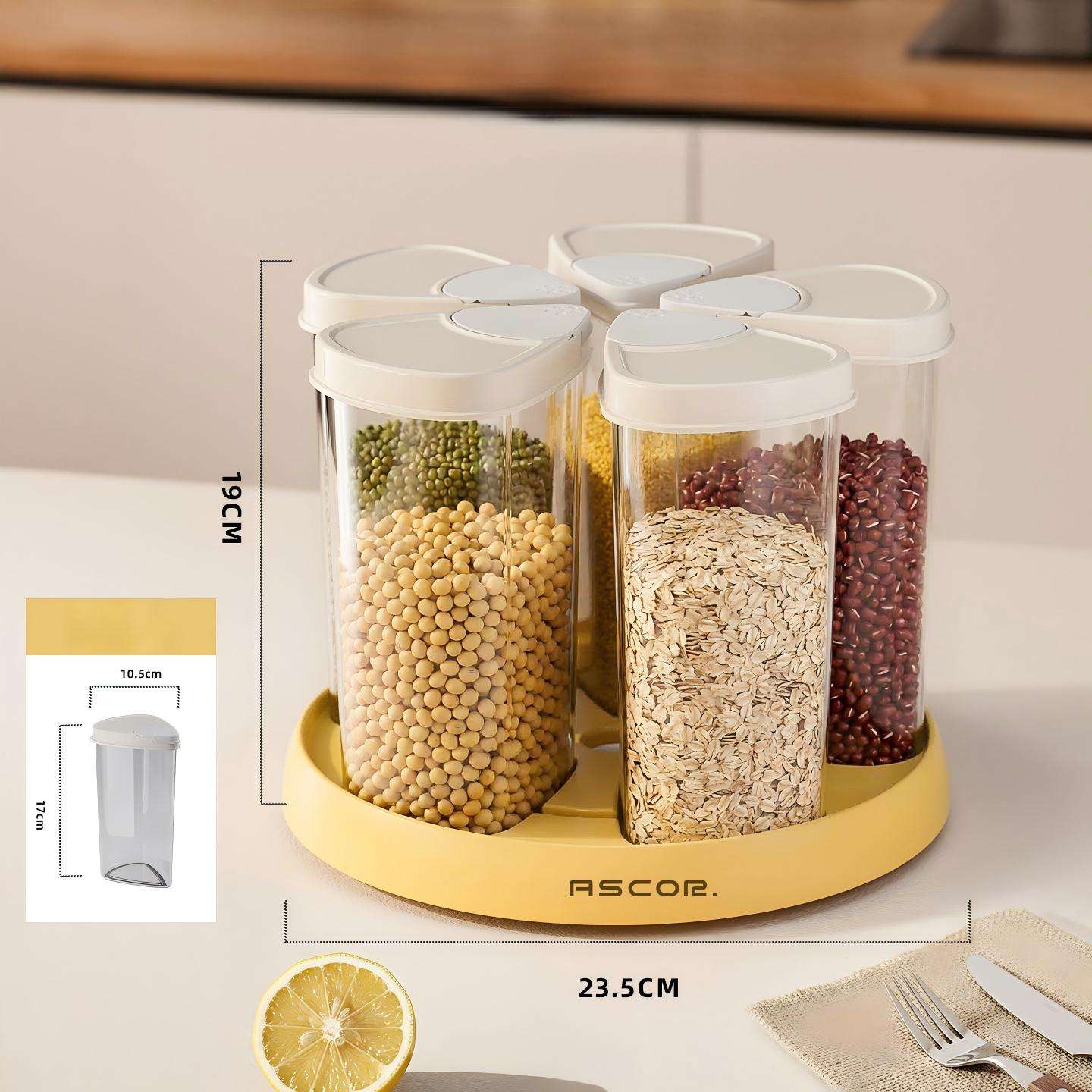 Sealed Rotatable Grain Container - Food-Grade ABS+PET+PP Moisture & Insect Proof Bin
