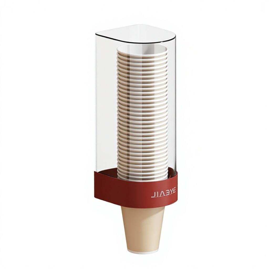 Wall-Mounted Disposable Cup Holder - Clear Plastic Cup Dispenser for Kitchen & Office