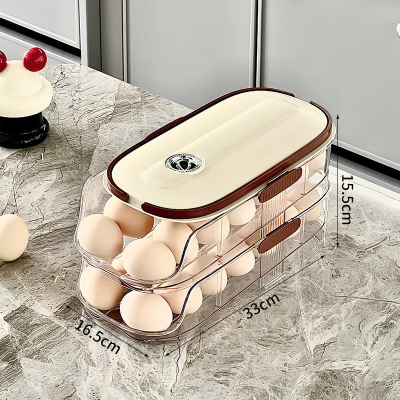 PP Double-Row Egg Storage Rack - Portable Fridge Side-Door Egg & Food Container