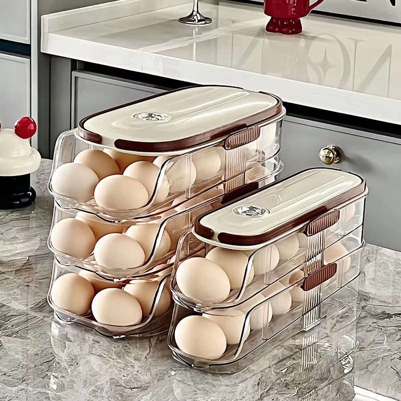 PP Double-Row Egg Storage Rack - Portable Fridge Side-Door Egg & Food Container