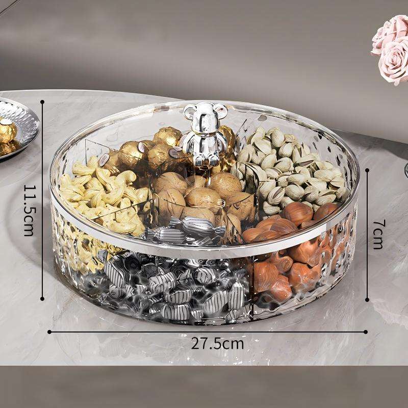 Bear-Shaped Nut Plate - Light-Luxury Sealed Snack Storage Box, Round 27.5cm