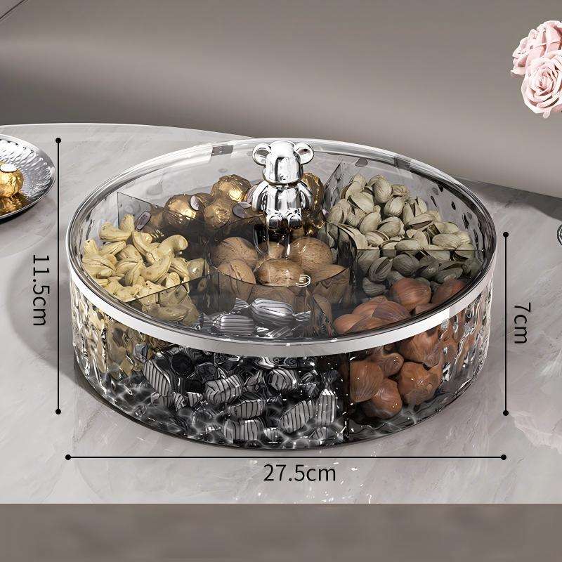 Bear-Shaped Nut Plate - Light-Luxury Sealed Snack Storage Box, Round 27.5cm