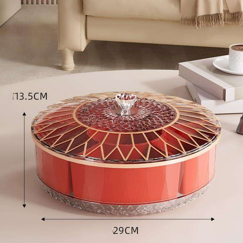 Luxury Divided Snack Box - Eco-Friendly PP Round Sealed Dried Fruit Container, 29cm