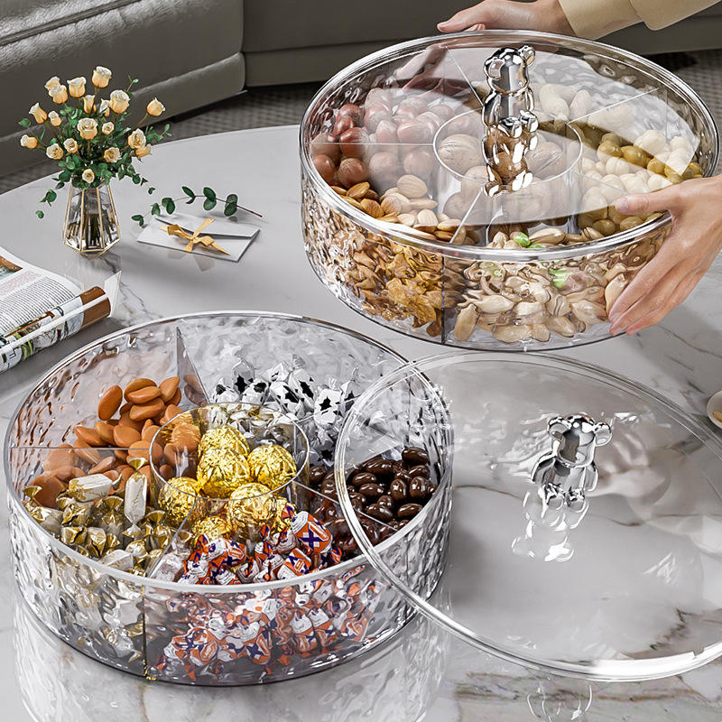 Luxury Divided Snack Box - Eco-Friendly PP Round Sealed Dried Fruit Container, 29cm