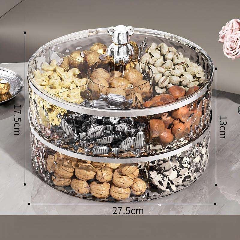 2-Layer Nut Plate - Light-Luxury Airtight Sealed Snack Storage Box, 27.5cm