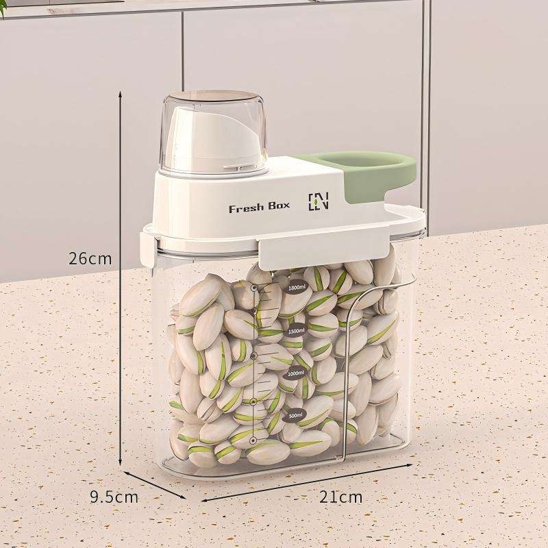 Food-Grade Square Storage Container - Sealed PET+PP Box for Grains, 21x9.5x26cm