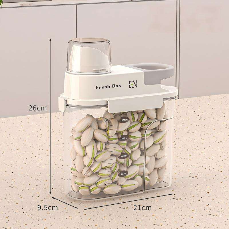 Food-Grade Square Storage Container - Sealed PET+PP Box for Grains, 21x9.5x26cm