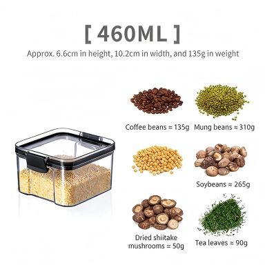 Transparent Black Storage Container - Food-Grade PET+ABS Rectangular Sealed Box