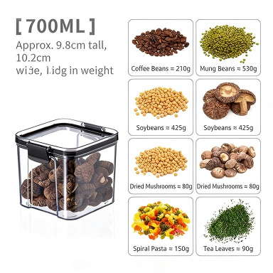 Food-Grade PET+ABS Storage Container - Push-Sealed Rectangular Grain Box