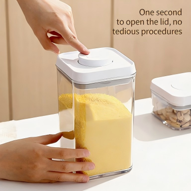Food-Grade Square Storage Container - Push-Sealed Moisture-Proof Grain Box