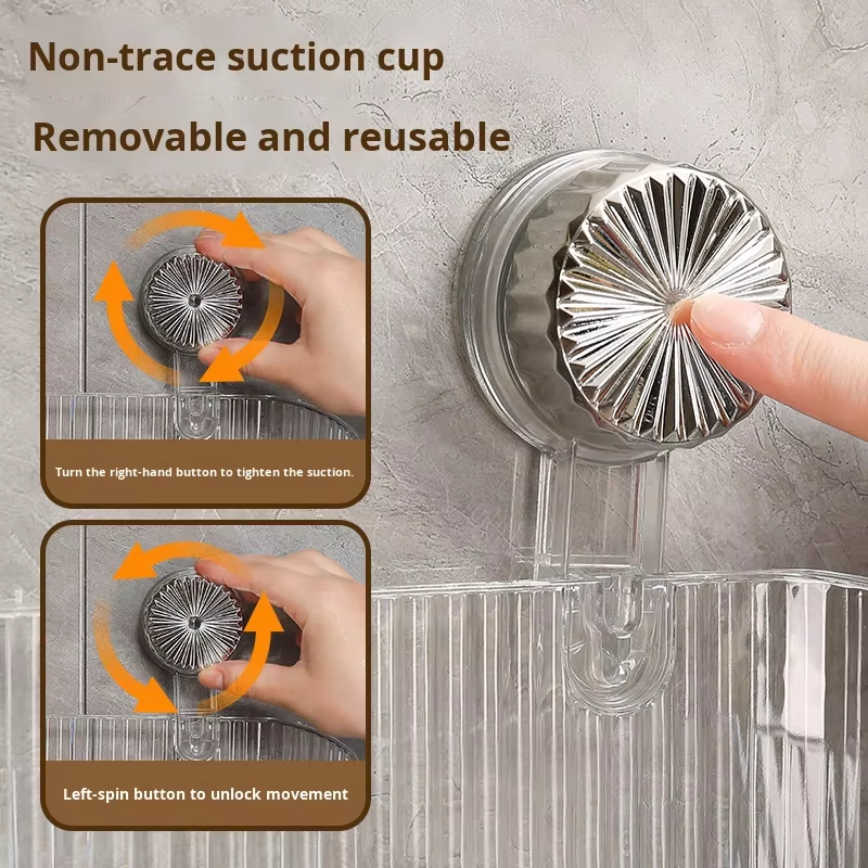 Suction Wall-Mounted Shower Rack - No-Drill Bathroom & Kitchen Storage Shelf