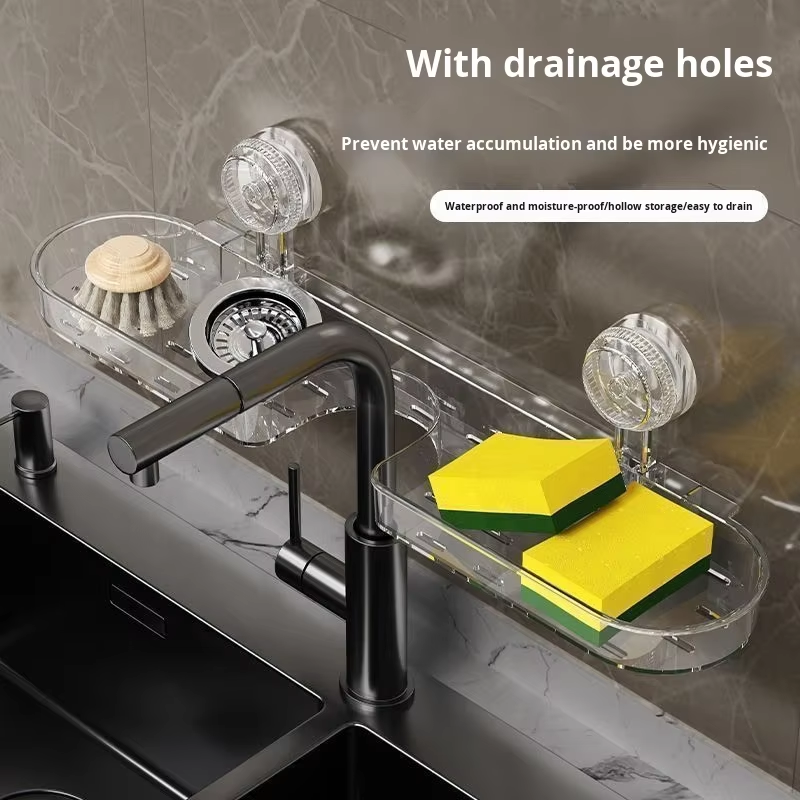 Suction Wall-Mounted Shower Shelf - No-Drill Removable PE Rack for Bathroom & Kitchen
