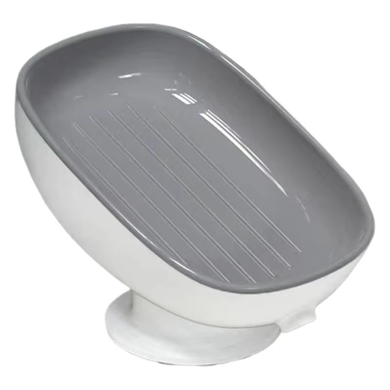 Super Suction Soap Dish with Drainage - PP Oval Light-Luxury Bathroom Soap Holder