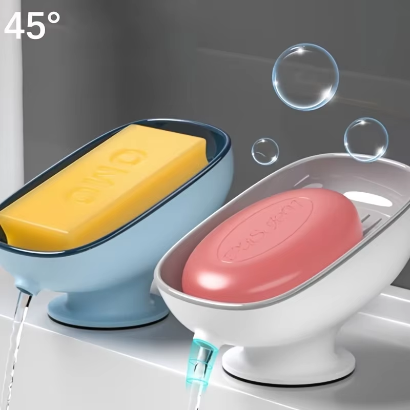 Super Suction Soap Dish with Drainage - PP Oval Light-Luxury Bathroom Soap Holder