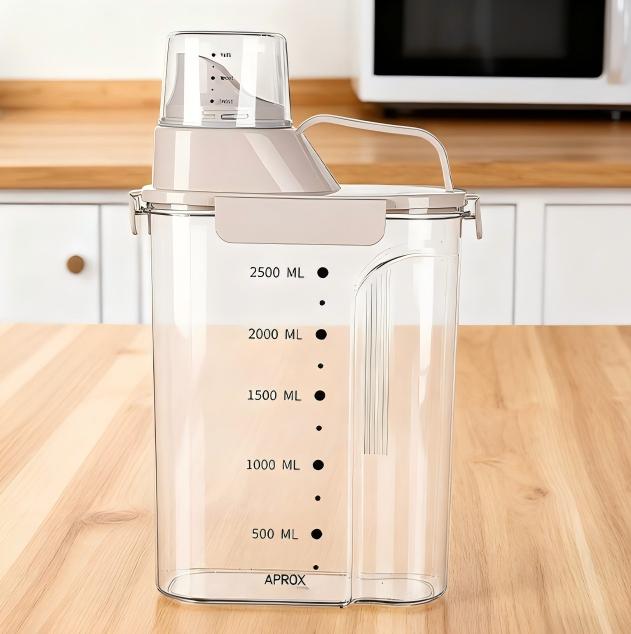 Sealed Grain Dispenser - Transparent Green Plastic Cereal Container, Easy-Pour & Stackable