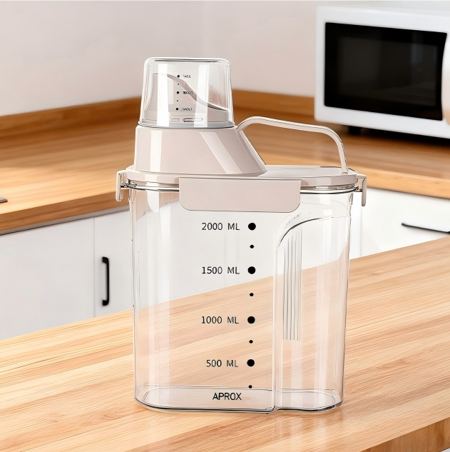 Sealed Grain Dispenser - Transparent Green Plastic Cereal Container, Easy-Pour & Stackable