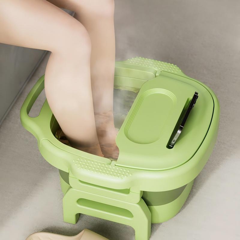Foldable Foot Bath Bucket - Height-Adjustable Portable Soaking Tub with Massage Points