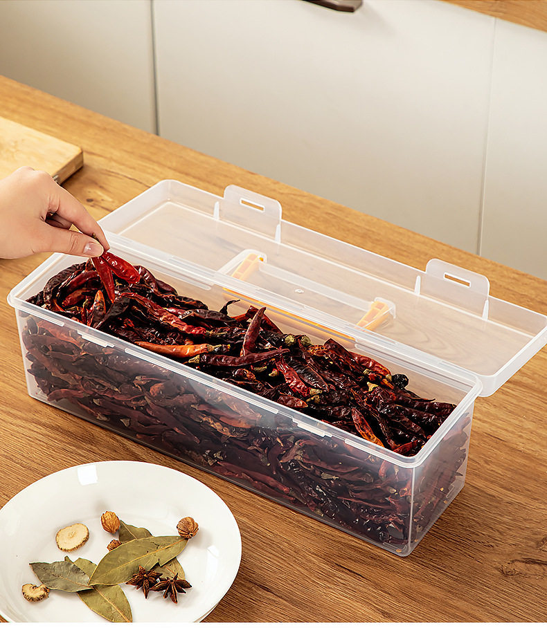 6-Compartment Spice Storage Box - Transparent Plastic Kitchen Organizer for Herbs & Spices