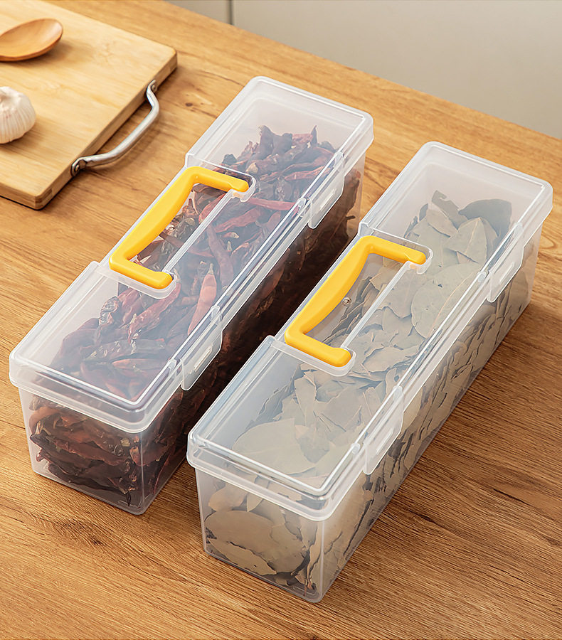 6-Compartment Spice Storage Box - Transparent Plastic Kitchen Organizer for Herbs & Spices