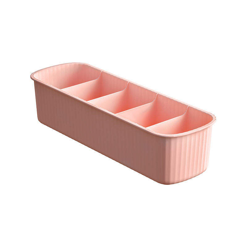Striped 5-Compartment Plastic Storage Box for Socks and Sundries