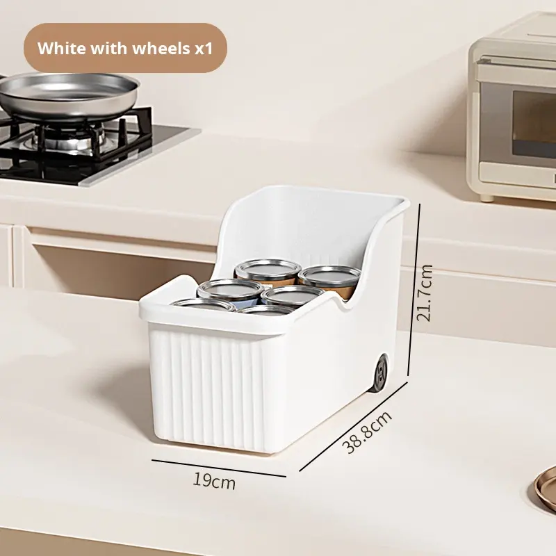 Food-Grade PP Cabinet Gap Organizer Box with Wheels - BPA Free, Stackable