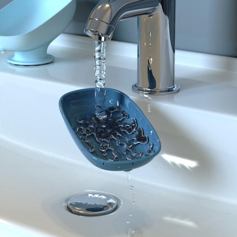 High-Suction Oval Soap Dish with Drainage and Sponge Holder