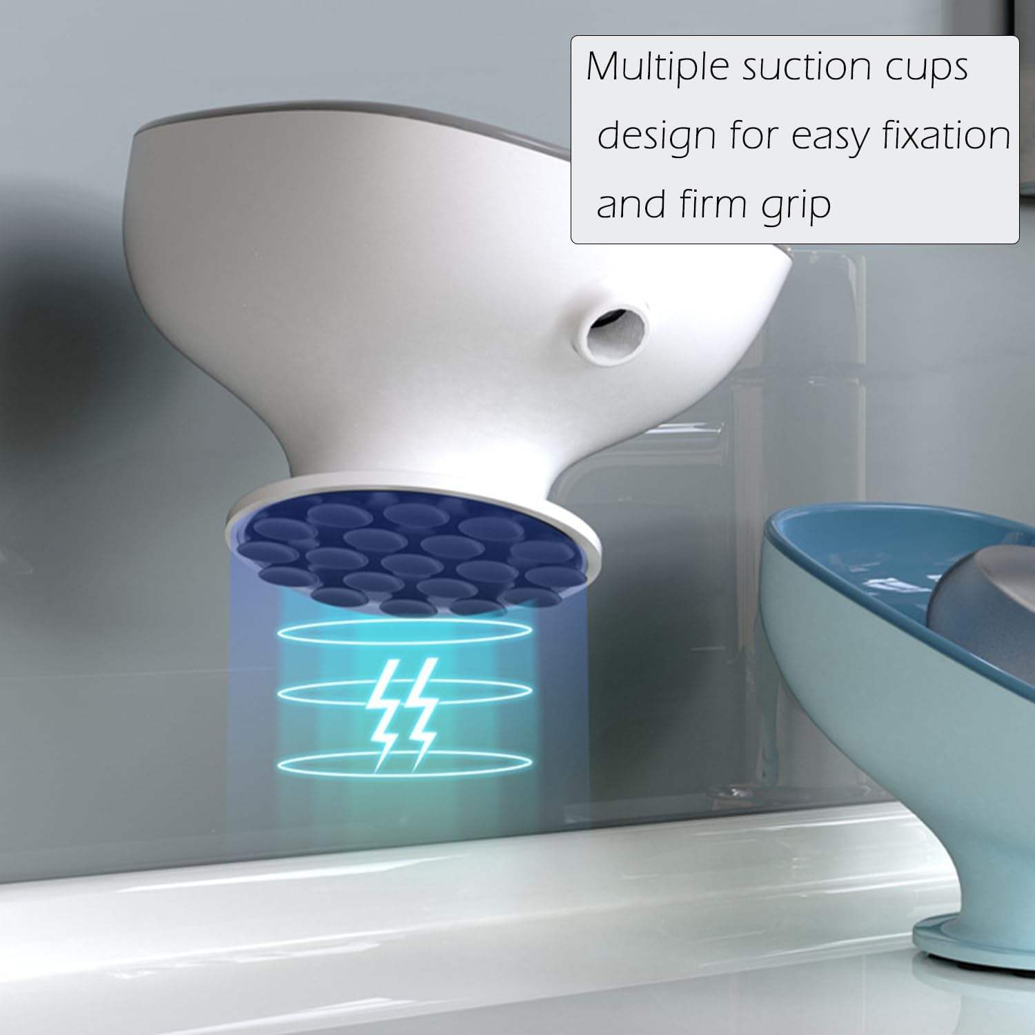 High-Suction Oval Soap Dish with Drainage and Sponge Holder