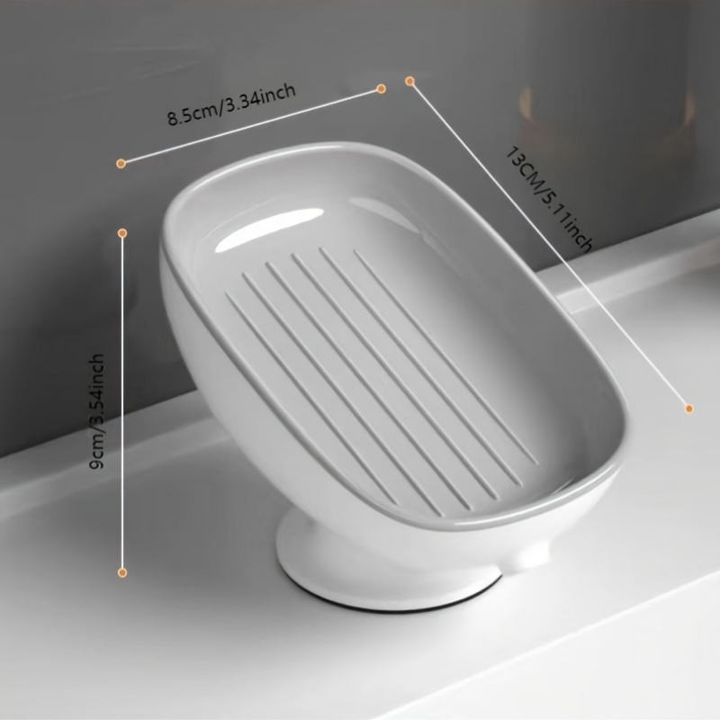 High-Suction Oval Soap Dish with Drainage and Sponge Holder
