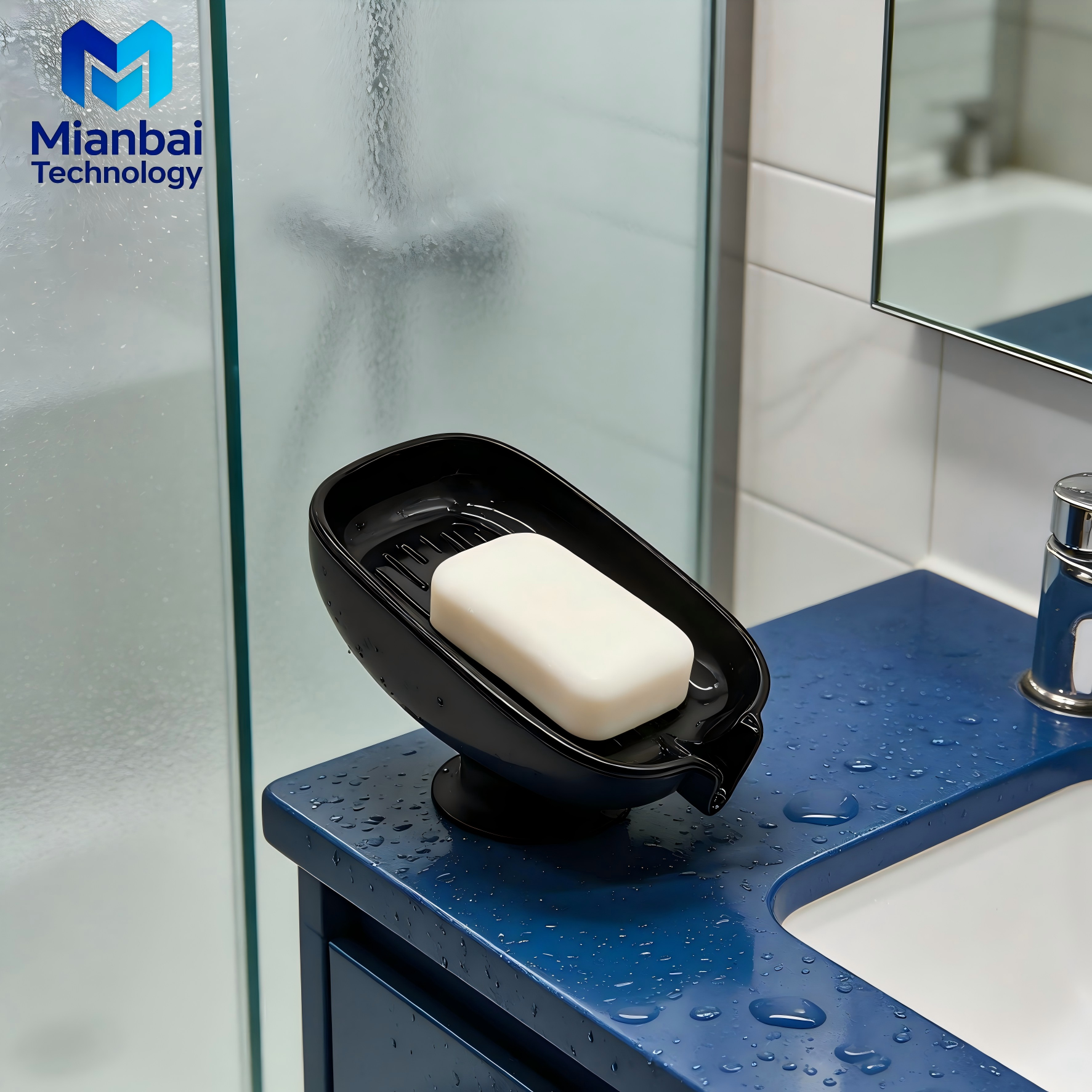 Self-Draining PP5 Soap Dish with Suction Mount - Quick-Dry Soap Tray