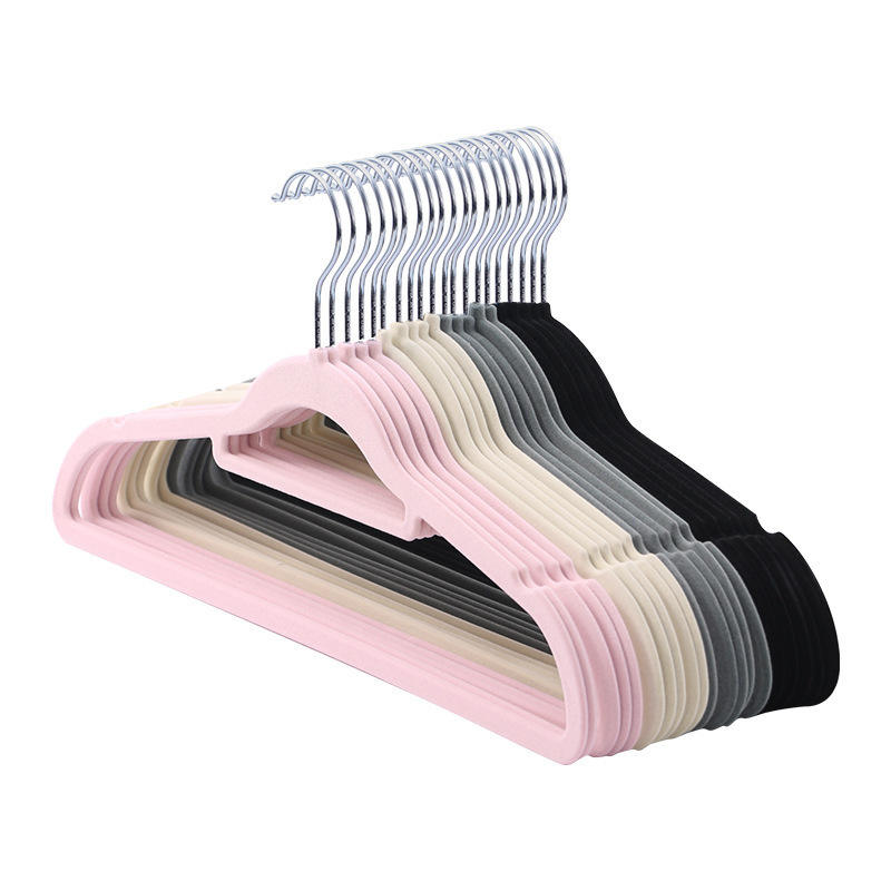 Flocked Non-Slip Steel Hangers, 10-Pack - Slim Clothes Hangers with Shoulder Notches