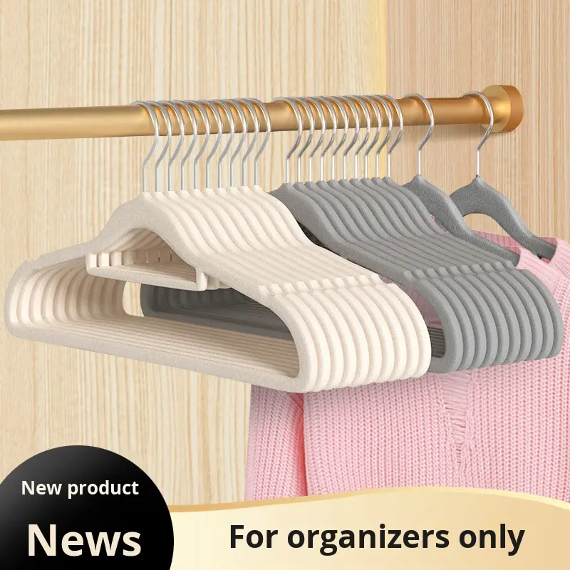Flocked Non-Slip Steel Hangers, 10-Pack - Slim Clothes Hangers with Shoulder Notches