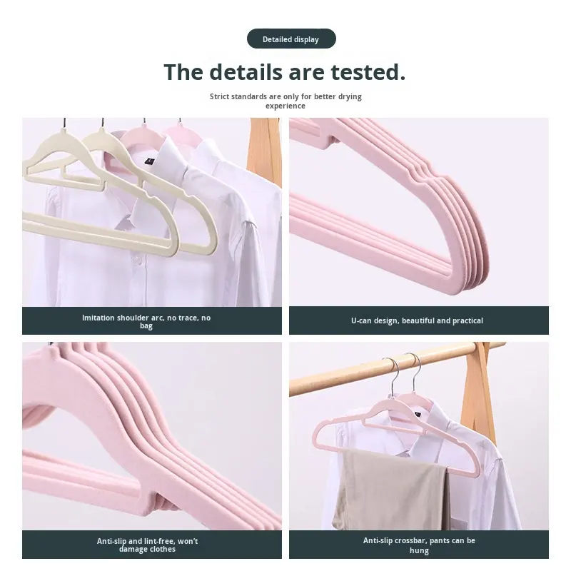 Flocked Non-Slip Steel Hangers, 10-Pack - Slim Clothes Hangers with Shoulder Notches