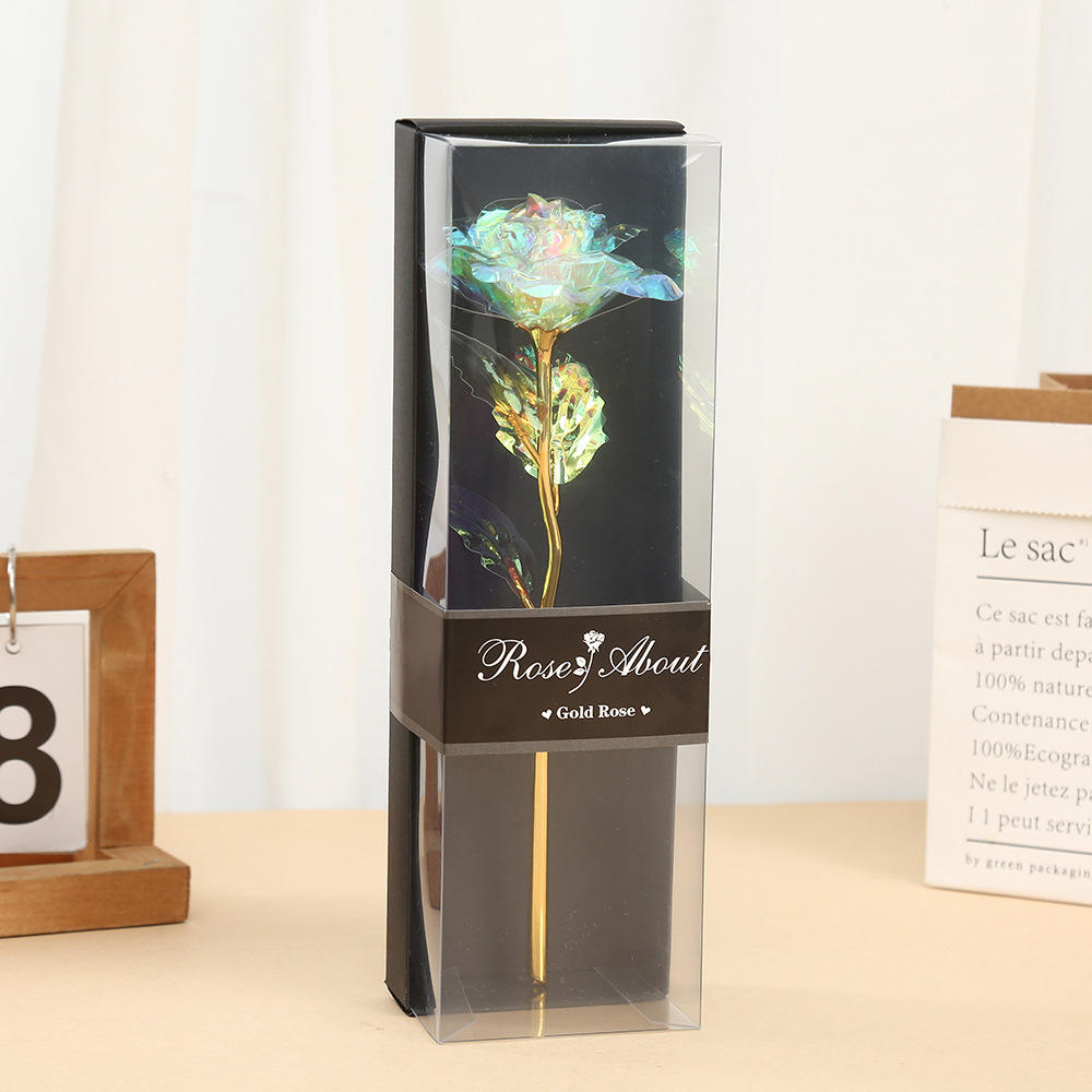Artificial Gold Foil Galaxy Rose with PVC Gift Box - Everlasting Rose