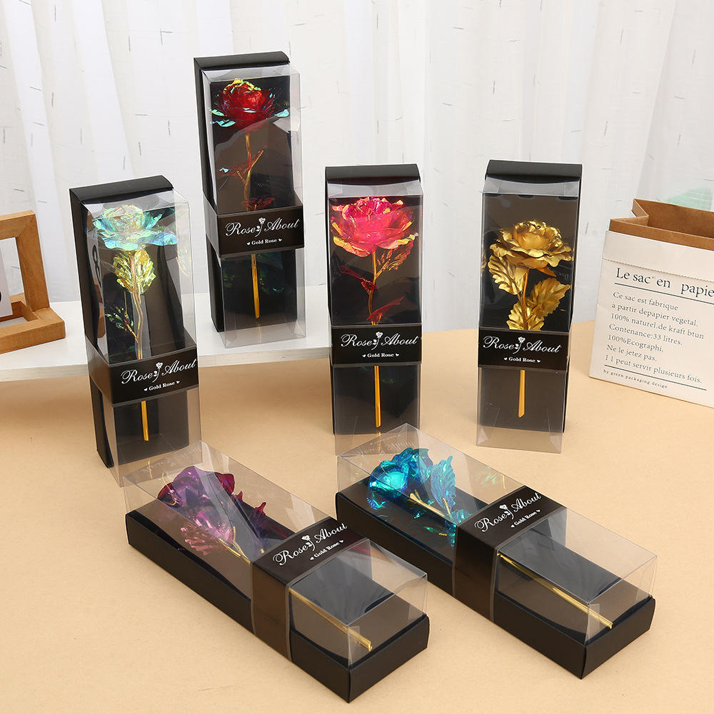 Artificial Gold Foil Galaxy Rose with PVC Gift Box - Everlasting Rose