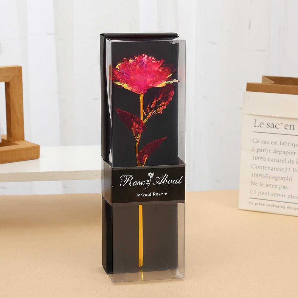 Artificial Gold Foil Galaxy Rose with PVC Gift Box - Everlasting Rose