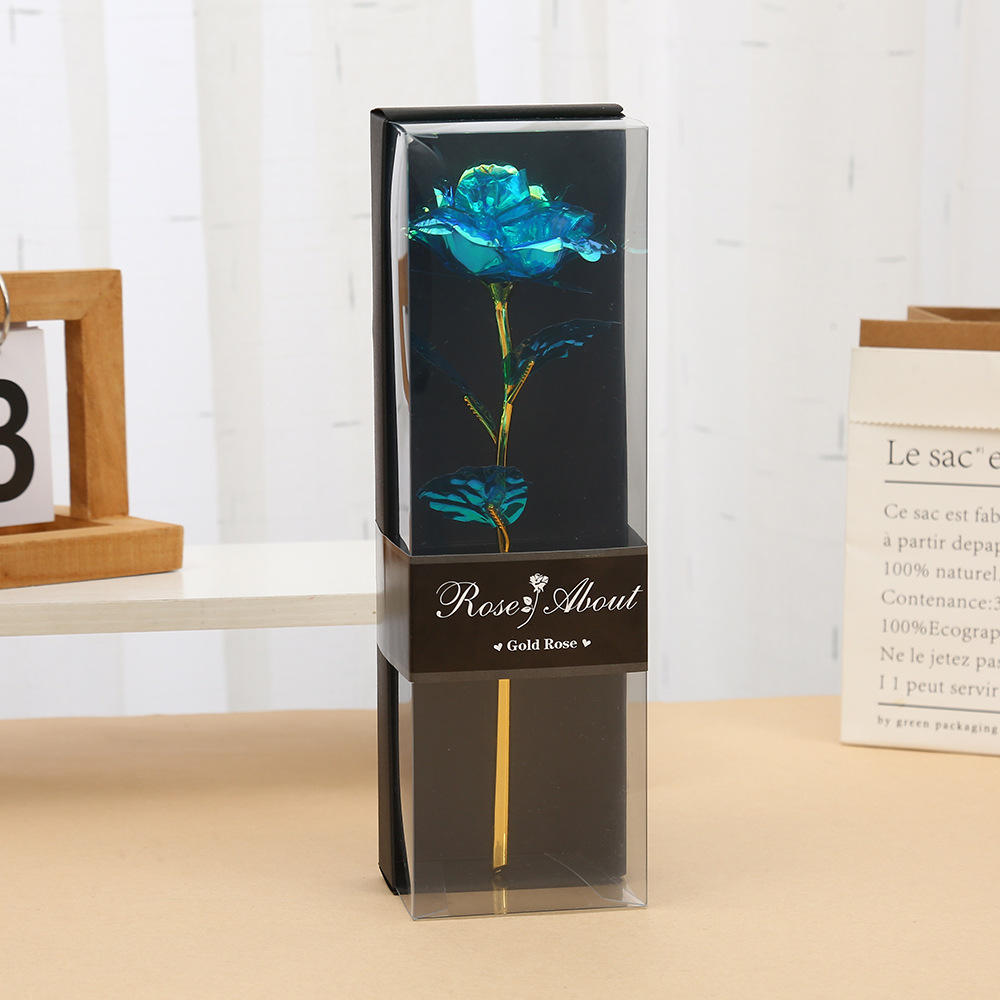 Artificial Gold Foil Galaxy Rose with PVC Gift Box - Everlasting Rose